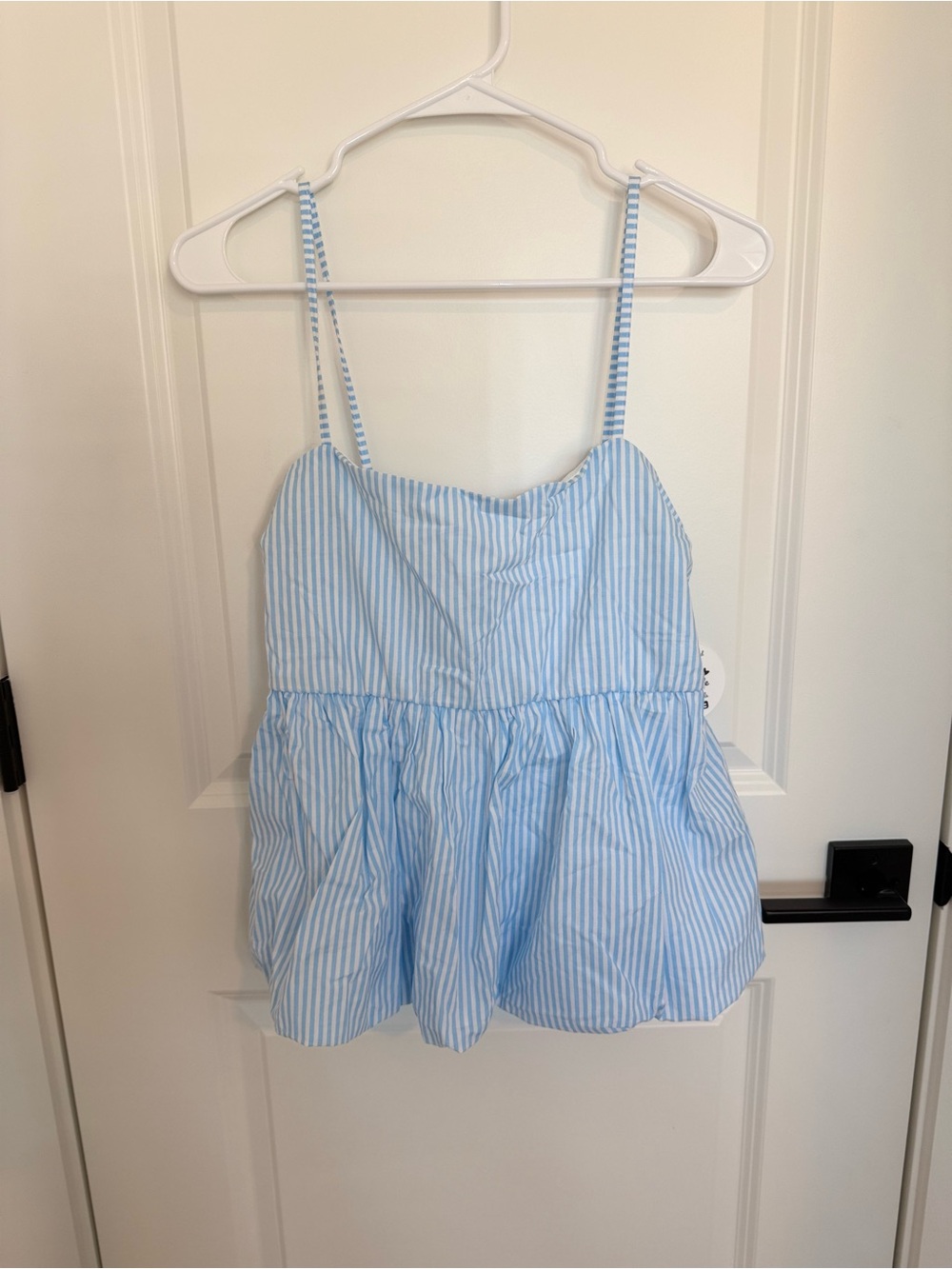 Light Blue Striped Spaghetti Strap Tank Top